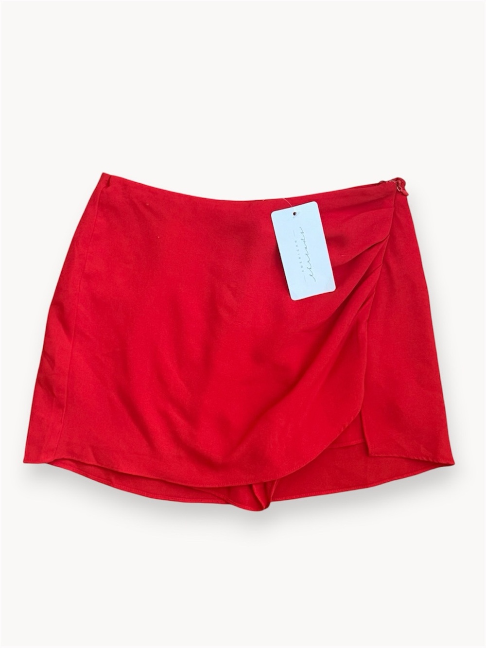 American Threads Red Wrap-Front Skort